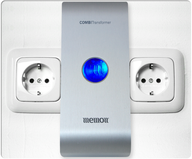 MemonizerCOMBI, gemonteerd in stopcontact