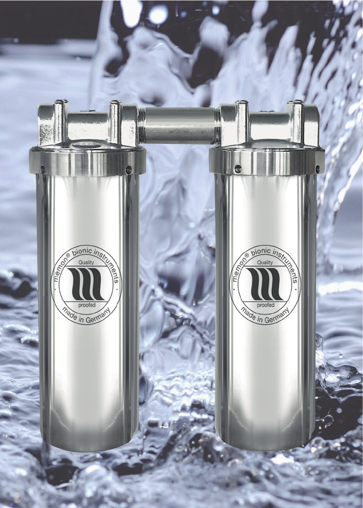 Memon WATERFILTER in RVS met twee filterhuizen, waterfilter tegen PFAS, chloor en zware metalen, made in Germany